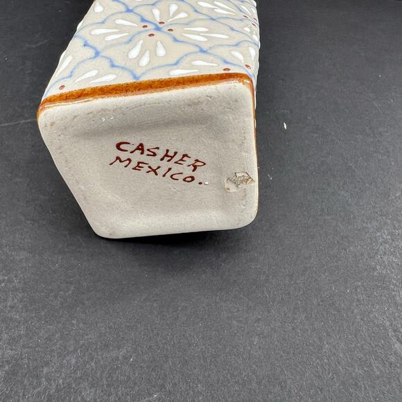 MCM Casher Mexico Hand Painted Textured Twisted 7.5” Ceramic Vase - Picture 3 of 11